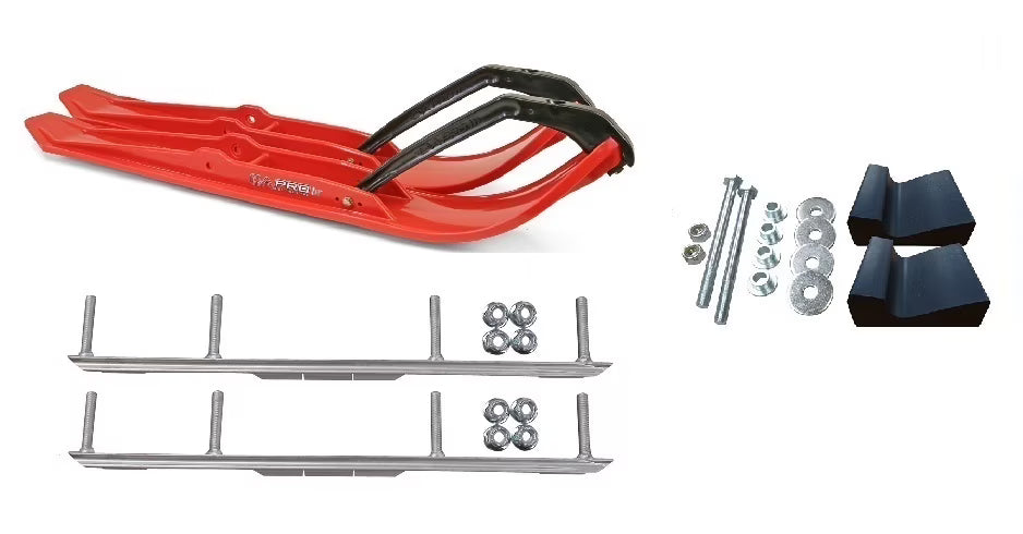Red XPT Snowmobile Skis with 4.5" Shaper Bars Complete Kit W598