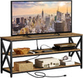 Rustic Brown 65 inch TV Stand with Power Outlets V4559