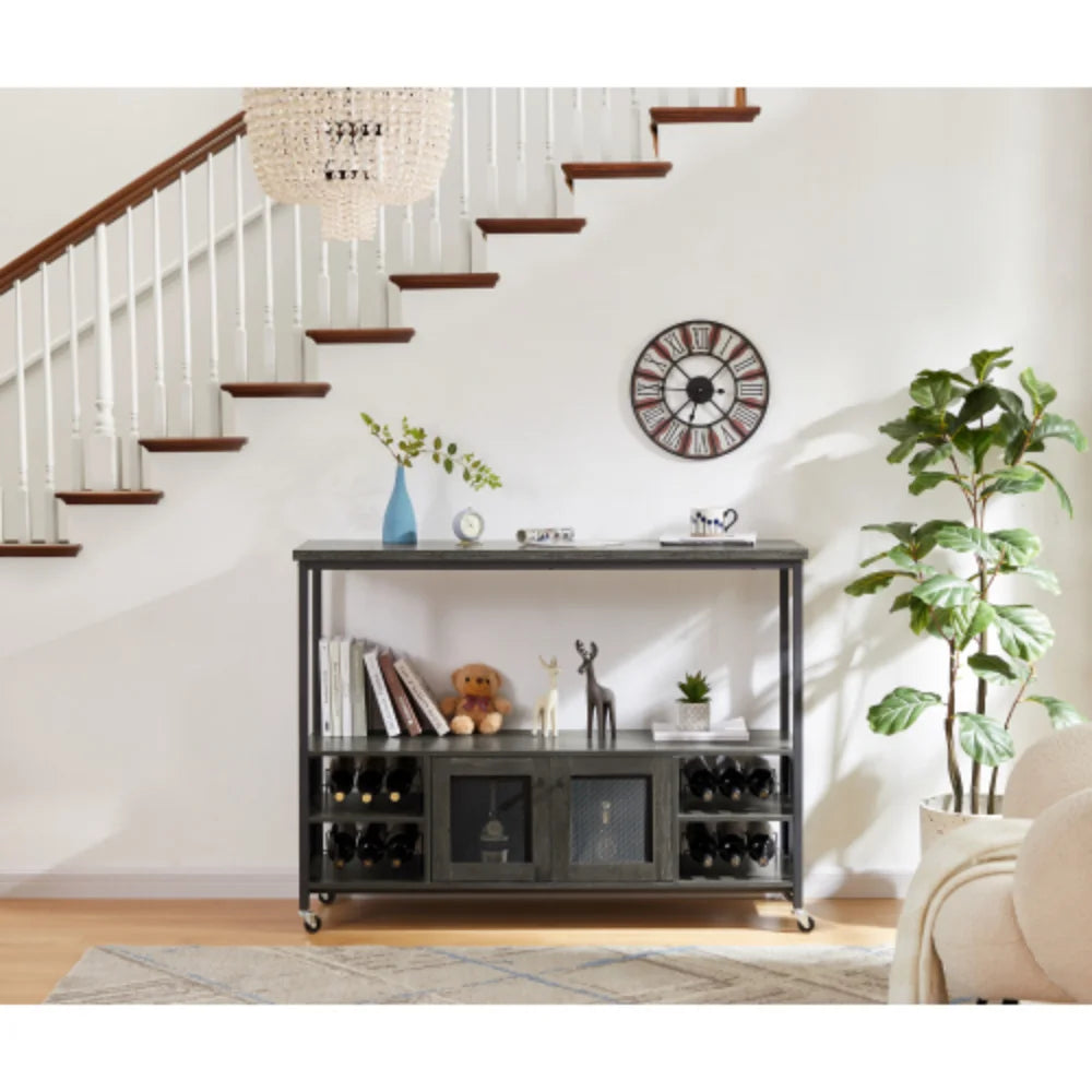 Dark Grey Wine Shelf Table U78473