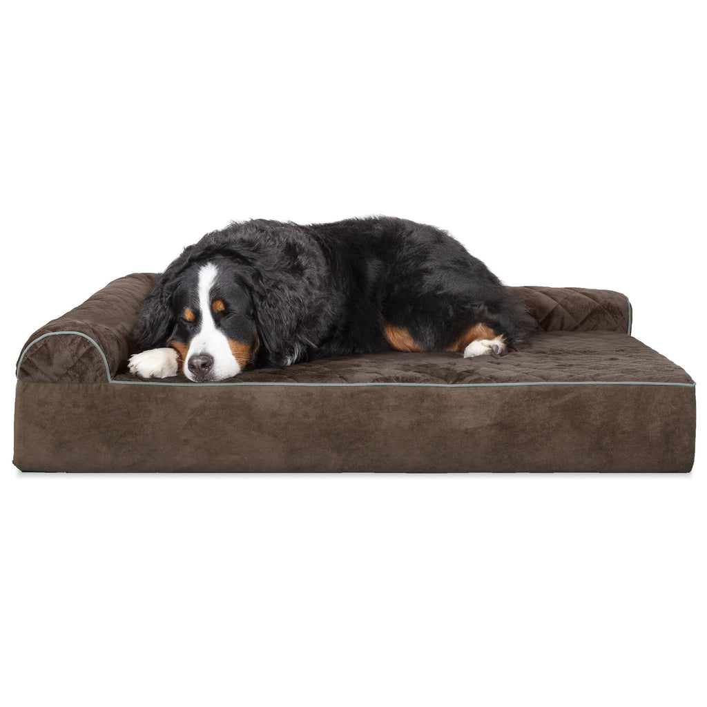 Espresso Velvet L-Chaise Dog Bed M7307