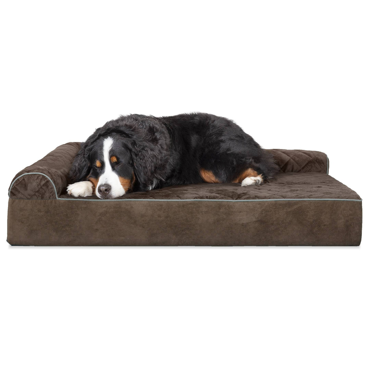 Espresso Velvet L-Chaise Dog Bed M7307