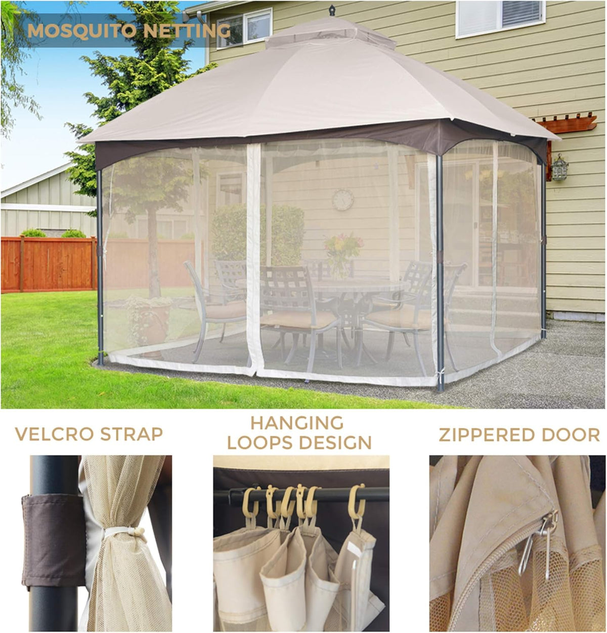 10x12 Outdoor Gazebo with Mosquito Netting U8860