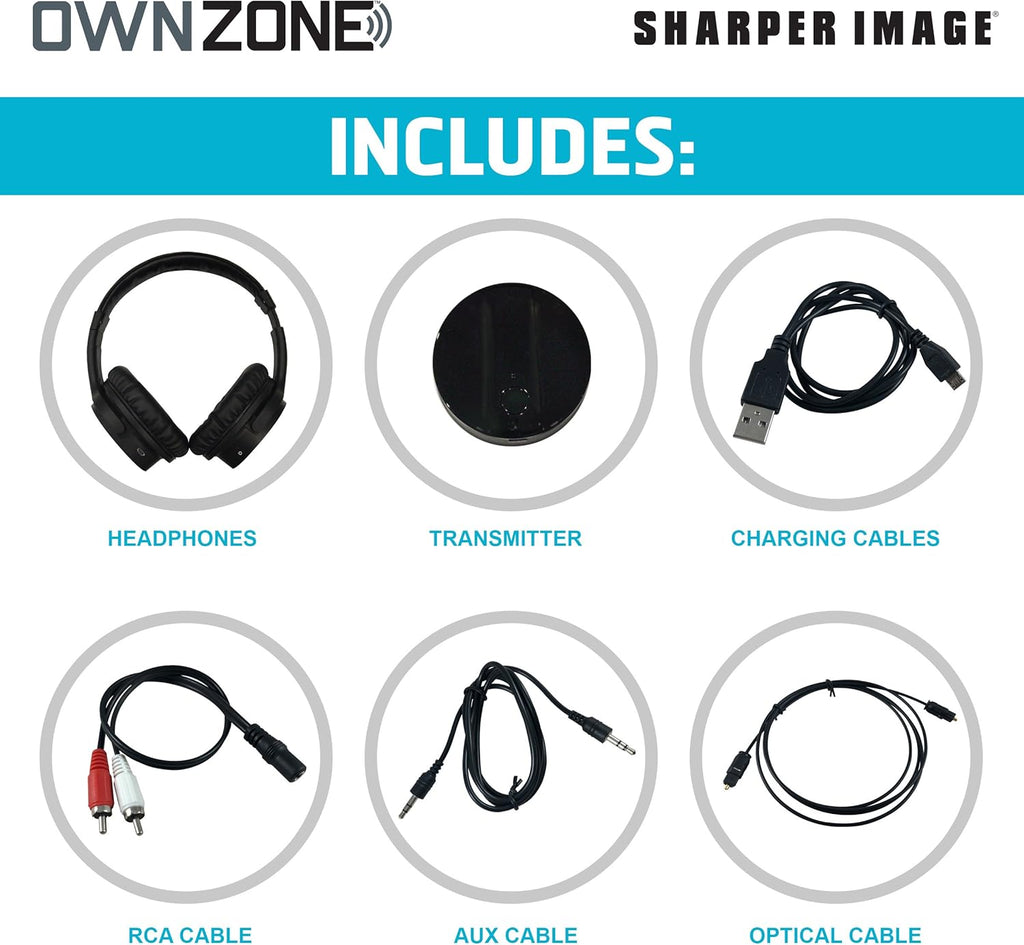 Wireless Rechargeable TV Headphones, Black, 2.4 GHz Y51613