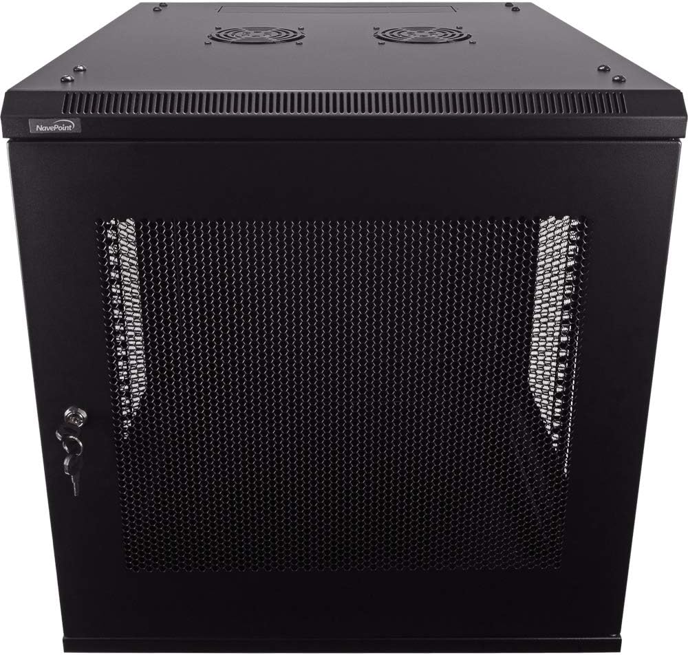 12U Wallmount Cabinet Enclosure 19-Inch Server Network Rack with Locking Perforated Door Black V281089