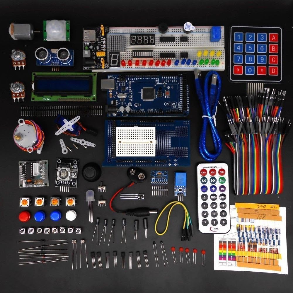 Mega2560 LCD1602 Servo Stepper Motor Sensors Breadboard Jumper Wire Resistor Capacitor Transistor STEM Electronic Projects Starter Kit C890