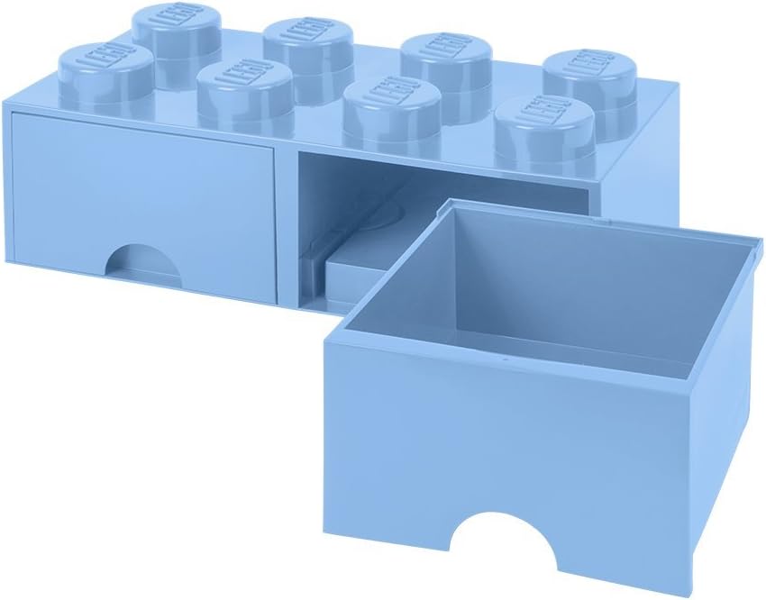 Light Royal Blue 8 Knobs 2 Drawers Stackable Storage Box V662