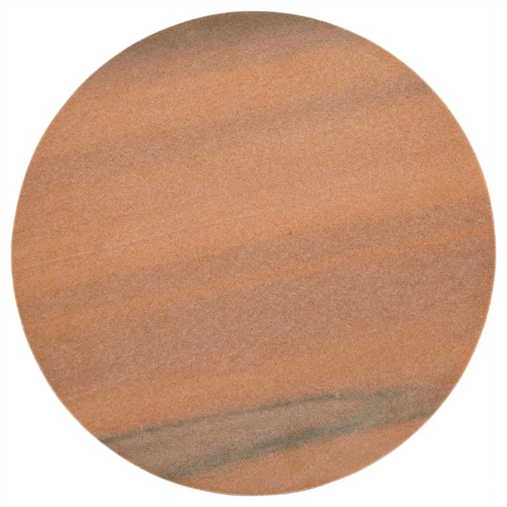 Contemporary Round Marble Top Side Table in Peach and Brown Y5174