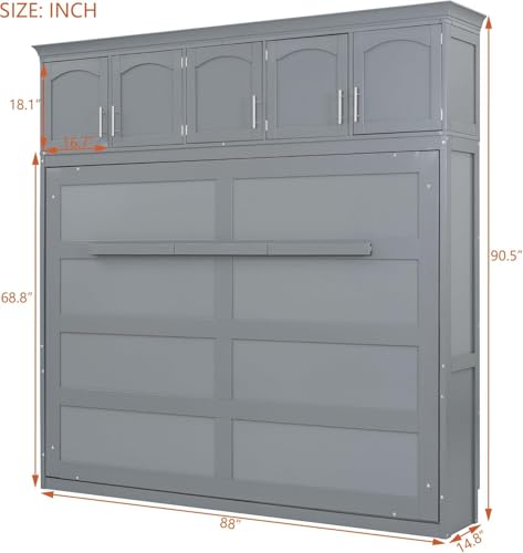 Queen Grey Wood Murphy Bed with Storage R41000