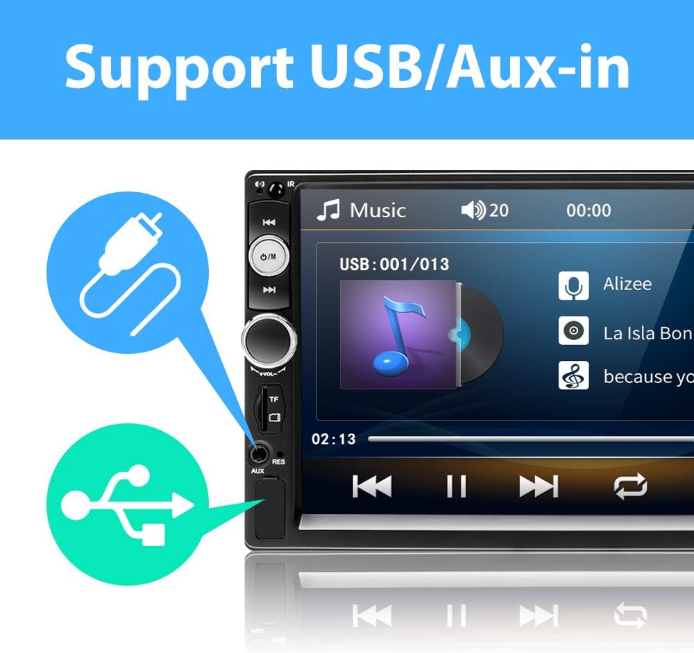 Double Din Bluetooth 7 Touch Screen Car Radio with Remote Control F9394