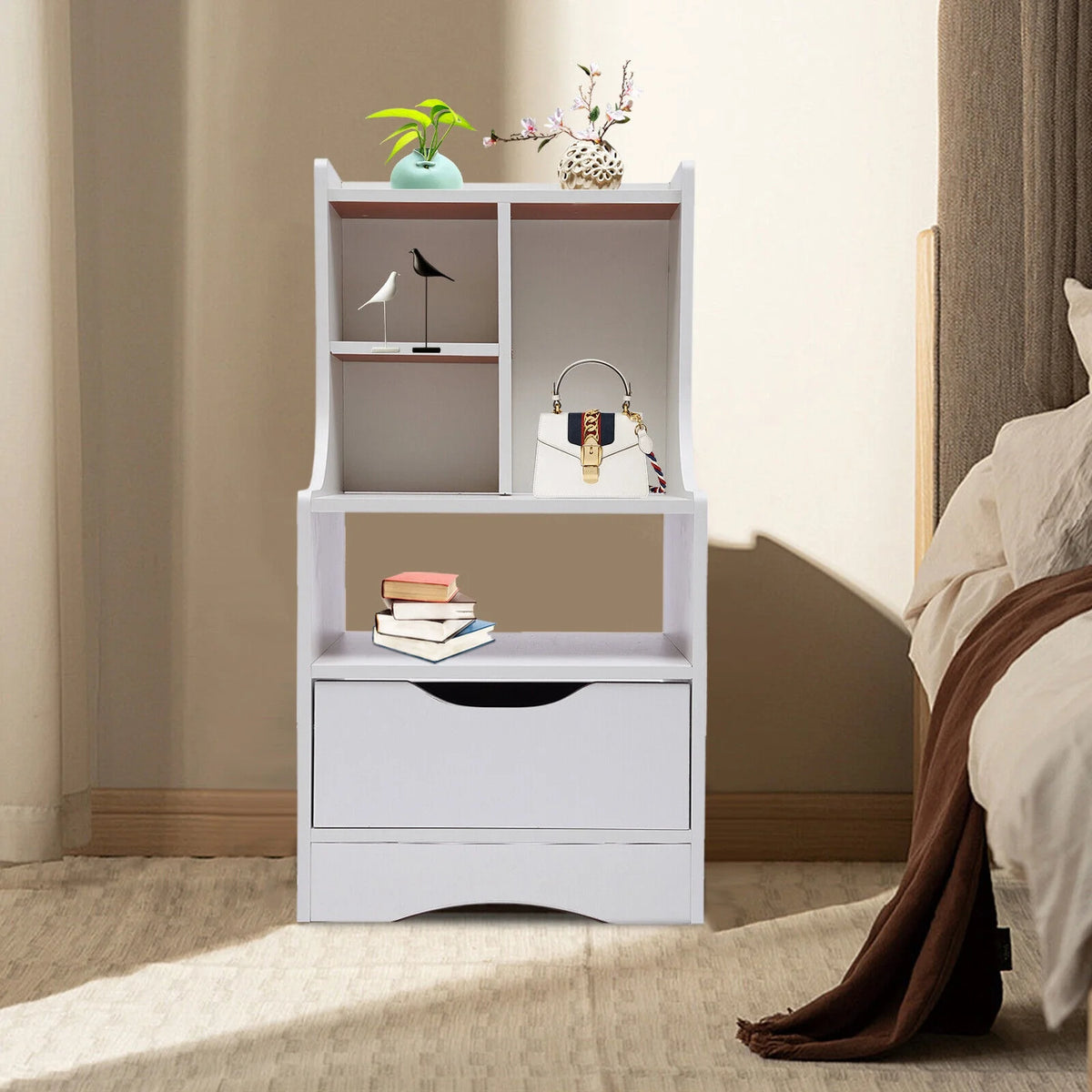 Wooden Nightstand with Drawer D105