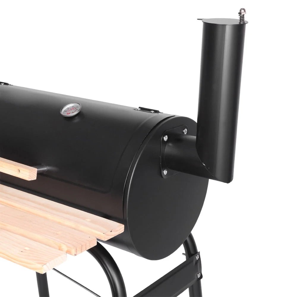 Charcoal Grill Portable BBQ Grill and Offset Smoker Steel BBQ Pit Black O8677
