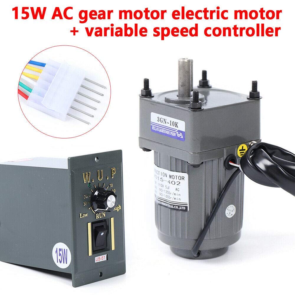 Electric Motor Variable Speed Controller 1:10 125RPM 110V 15W Single-Phase W172