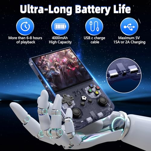 Black 4.0 Inch IPS Screen 64GB Retro Handheld Game Console U3955