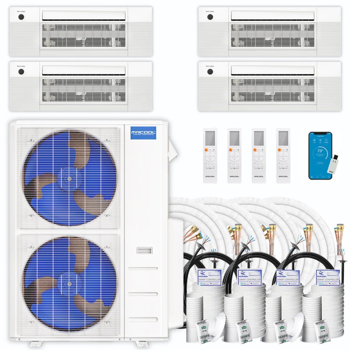48,000 BTU 4 Zone Ceiling Cassette Ductless Air Conditioner and Heat Pump D31459