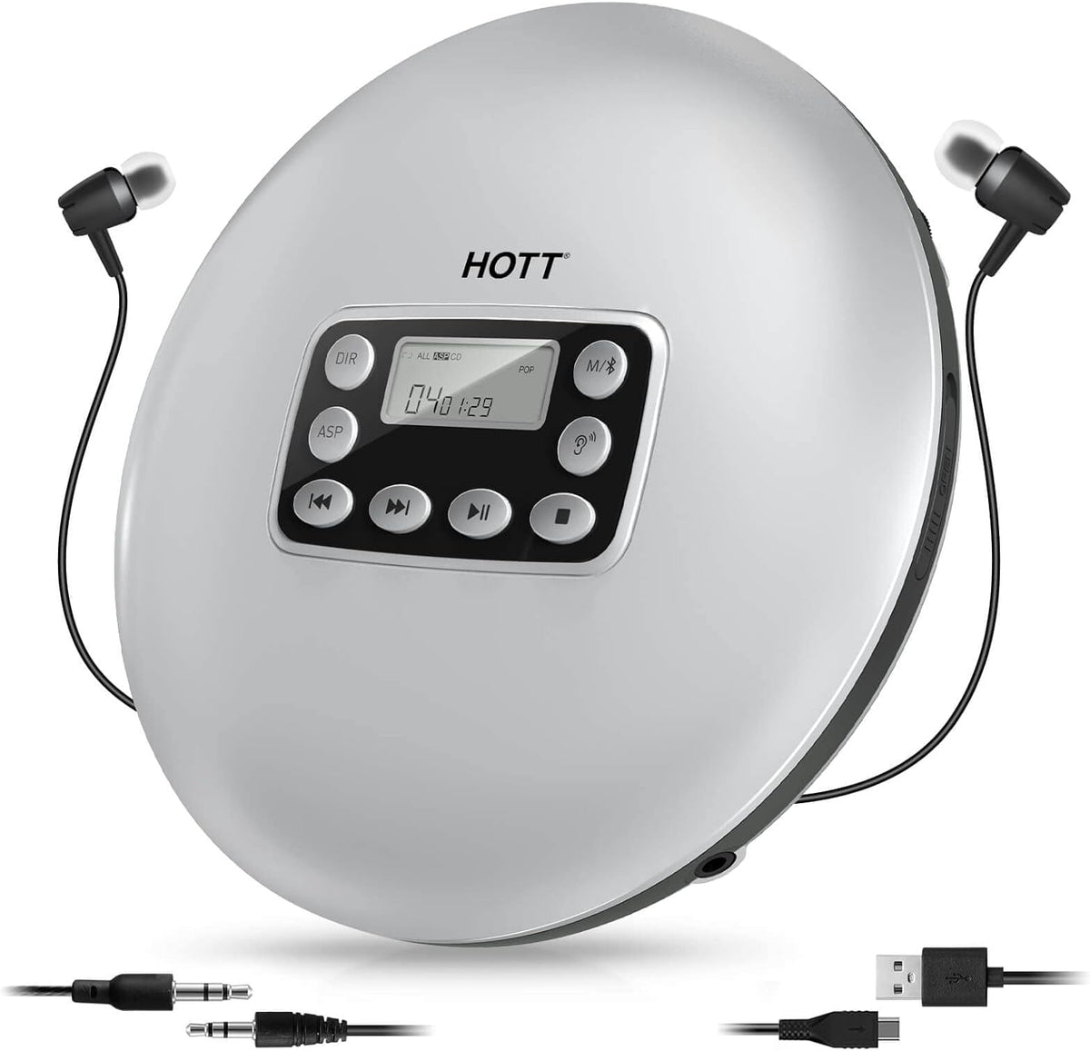 Portable CD Player with Bluetooth and Stereo Headphone W216
