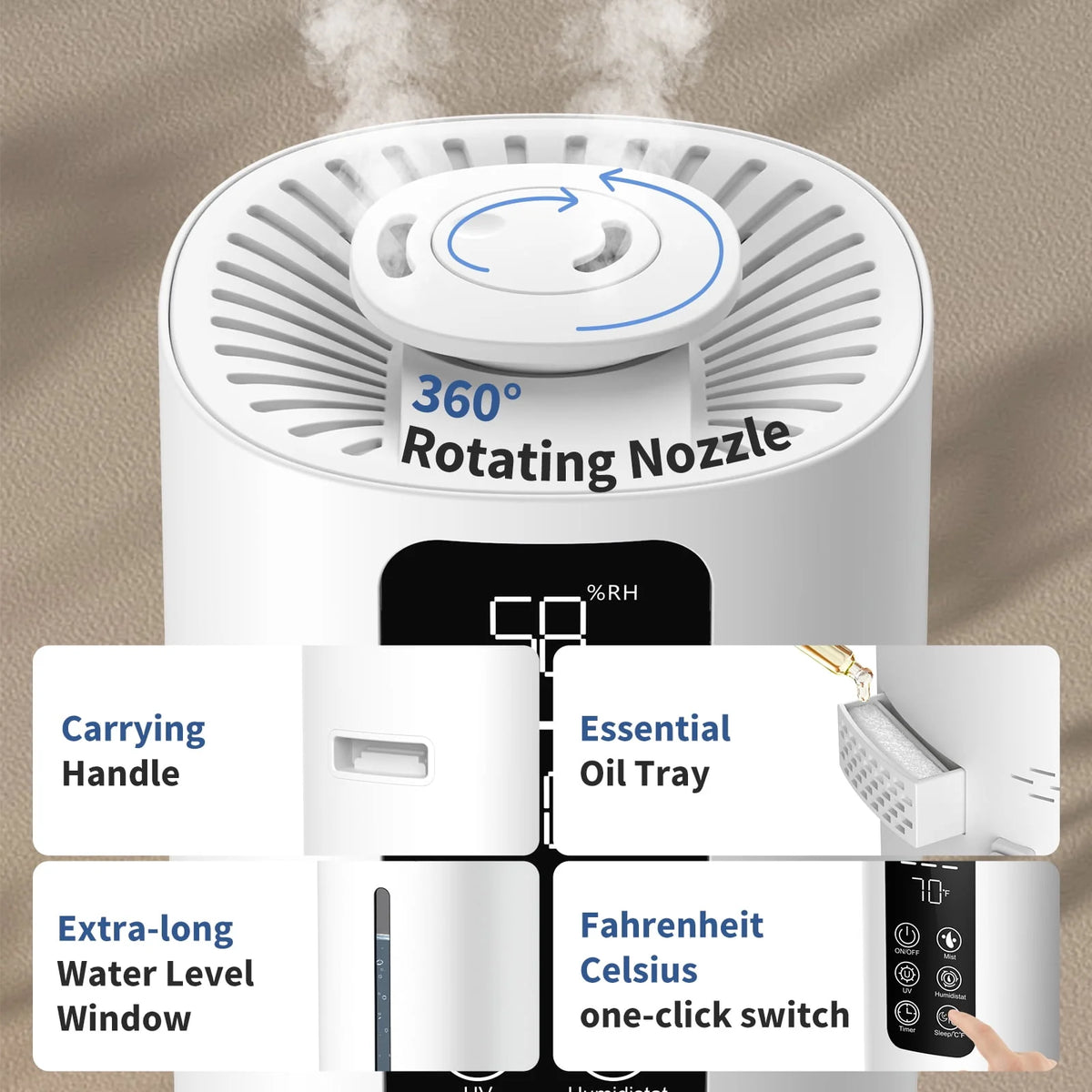 8L Top Fill Ultrasonic Floor Humidifier I189