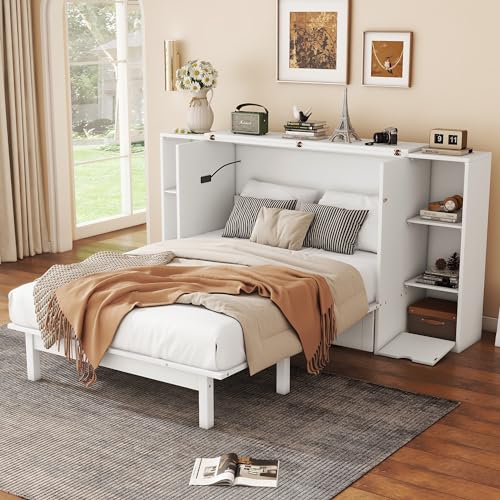 Queen Size Solid Wood Murphy Wall Bed with Storage Y616150