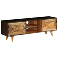 Mango Wood TV Cabinet with 2 Doors and Storage Shelves B7907