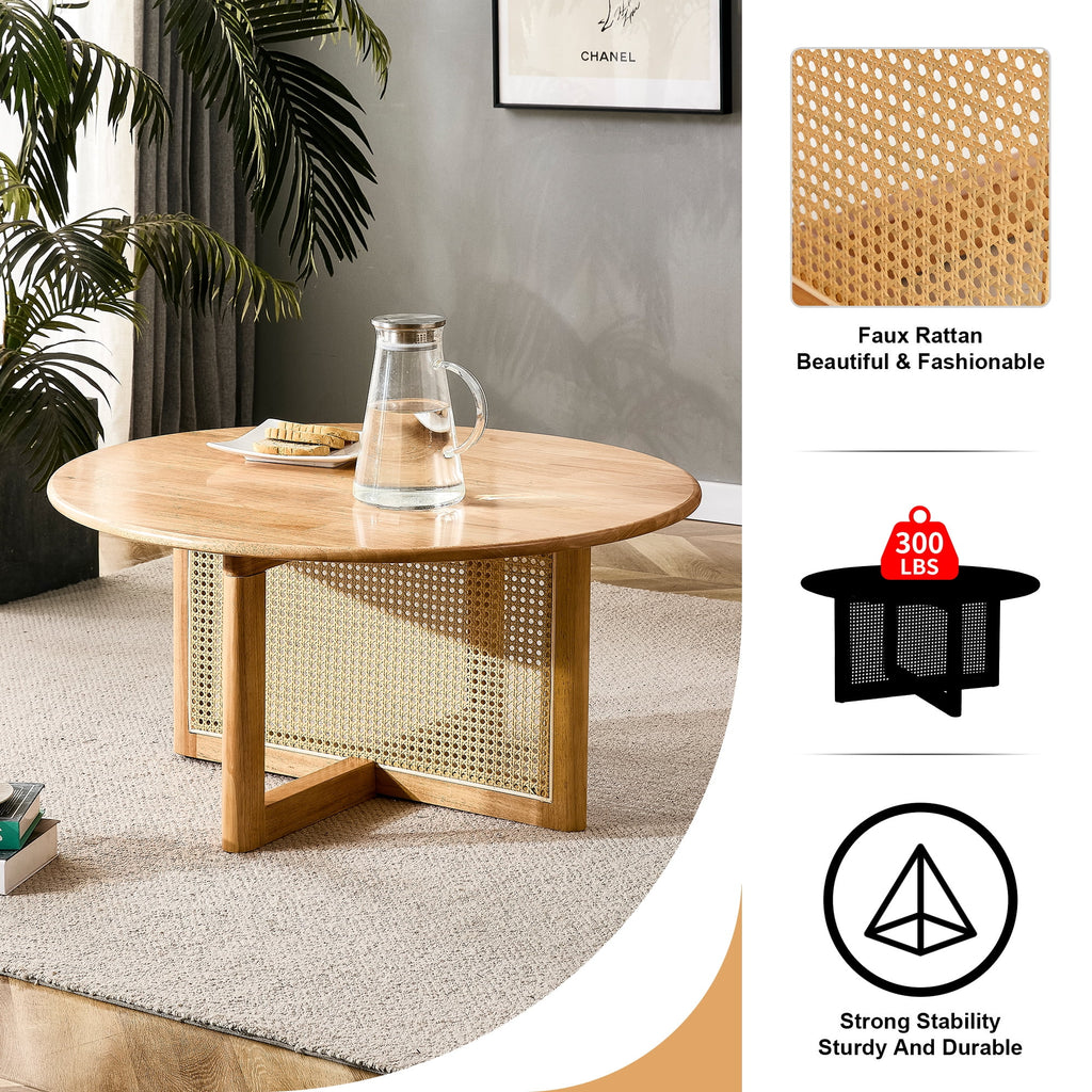 Coffee Table with Rattan Accents N7312