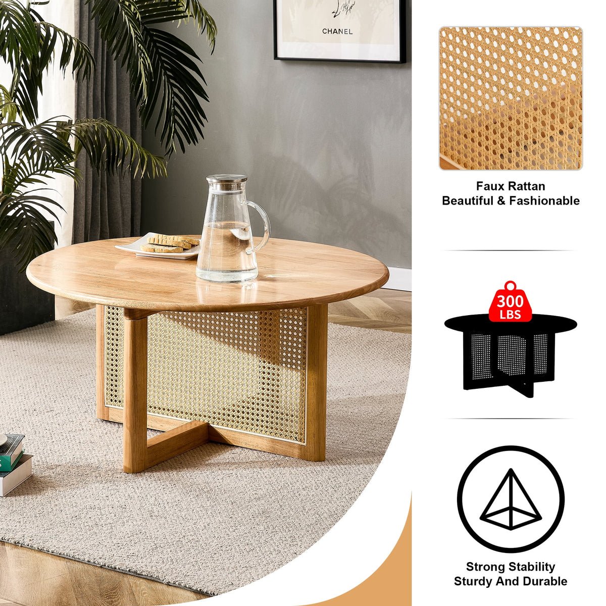 Coffee Table with Rattan Accents N7312