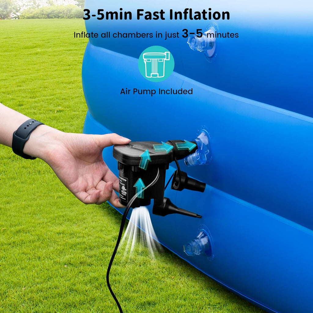 Extra Large Inflatable Pool 130"x 72" x 22" Oversized Blow Up Pool with Pump X72234