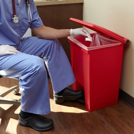 Red 12 gal Polyethylene Trash Can with Foot Pedal T97145
