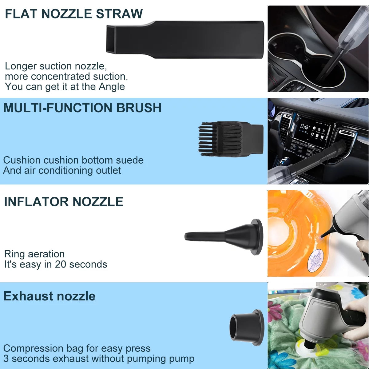 4 In 1 Handheld Wireless Car Vacuum Cleaner 9000Pa Strong Suction Mini Cleaner R264319