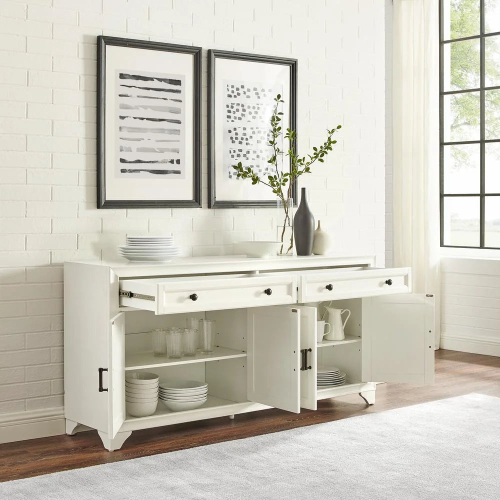 Distressed White Wood Sideboard P1217