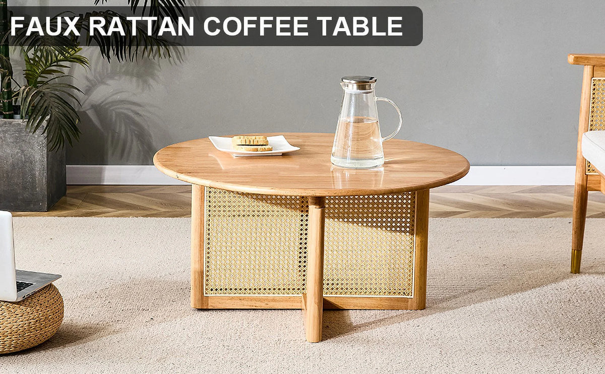 Coffee Table with Rattan Accents N7312