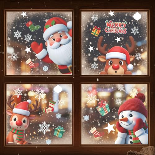 226 PCS White Snowflake Window Clings, 9 Sheets Double-Sided Reusable Decals M4622