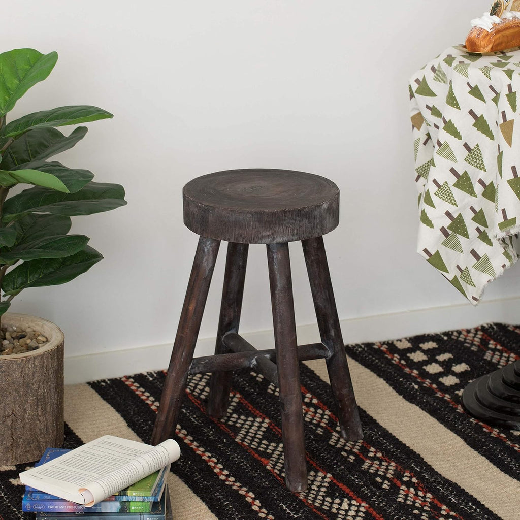 Antique Round Wooden Stools Set of 2 S40011
