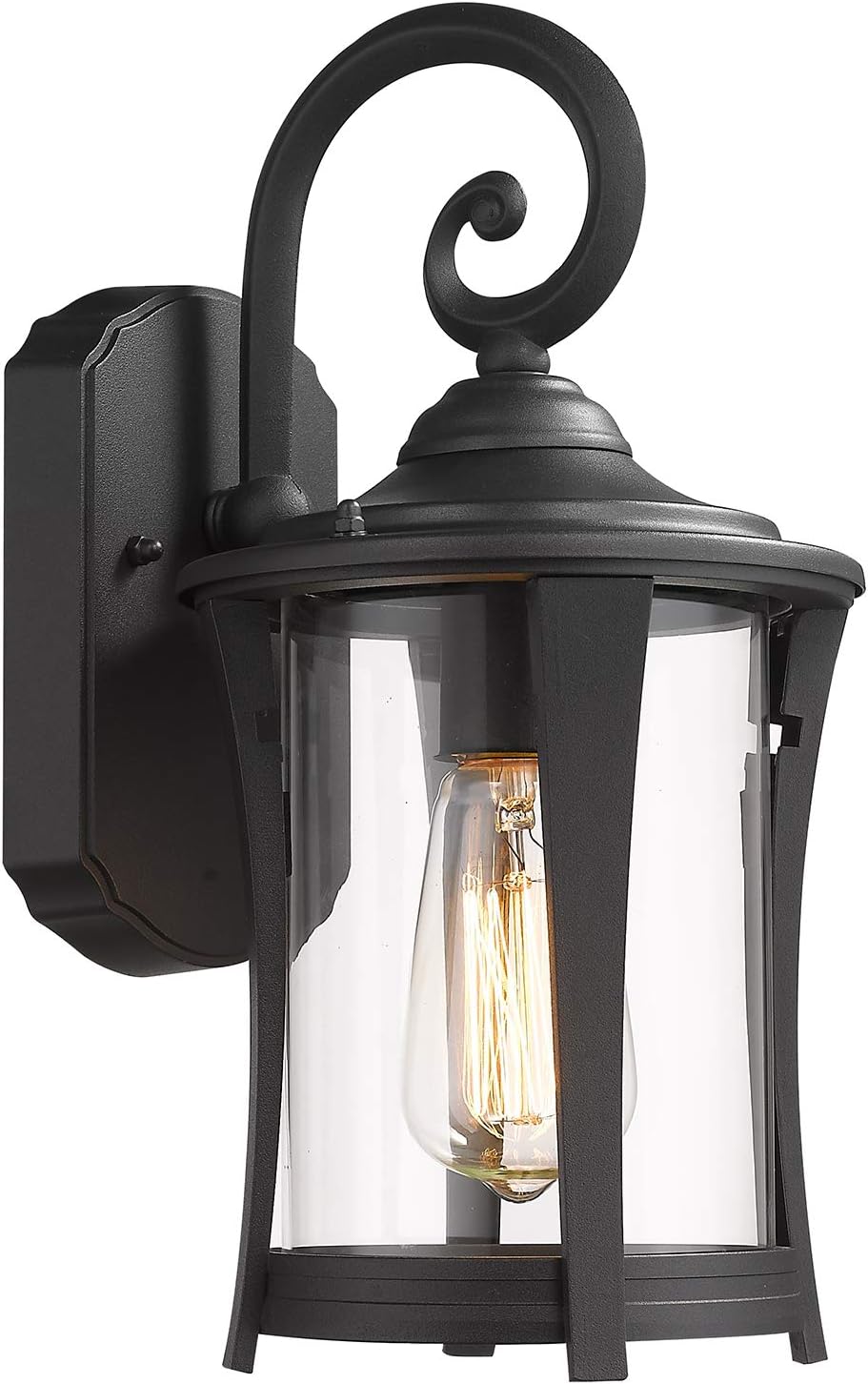 1-Light Matte Black Cast Aluminum Outdoor Wall Light Fixture with Clear Glass Y5978