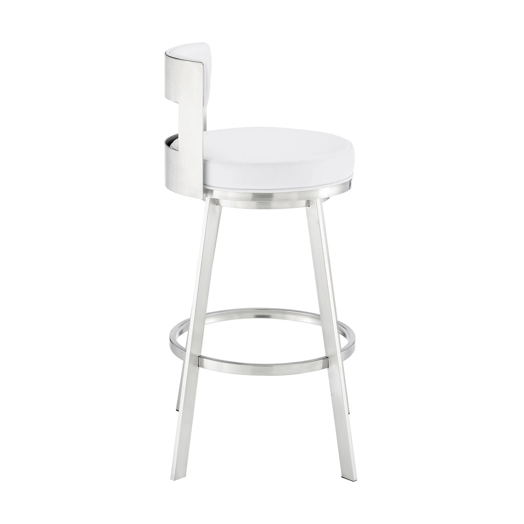 Swivel Faux Leather/Metal Counter Stool in Black/Chrome V937