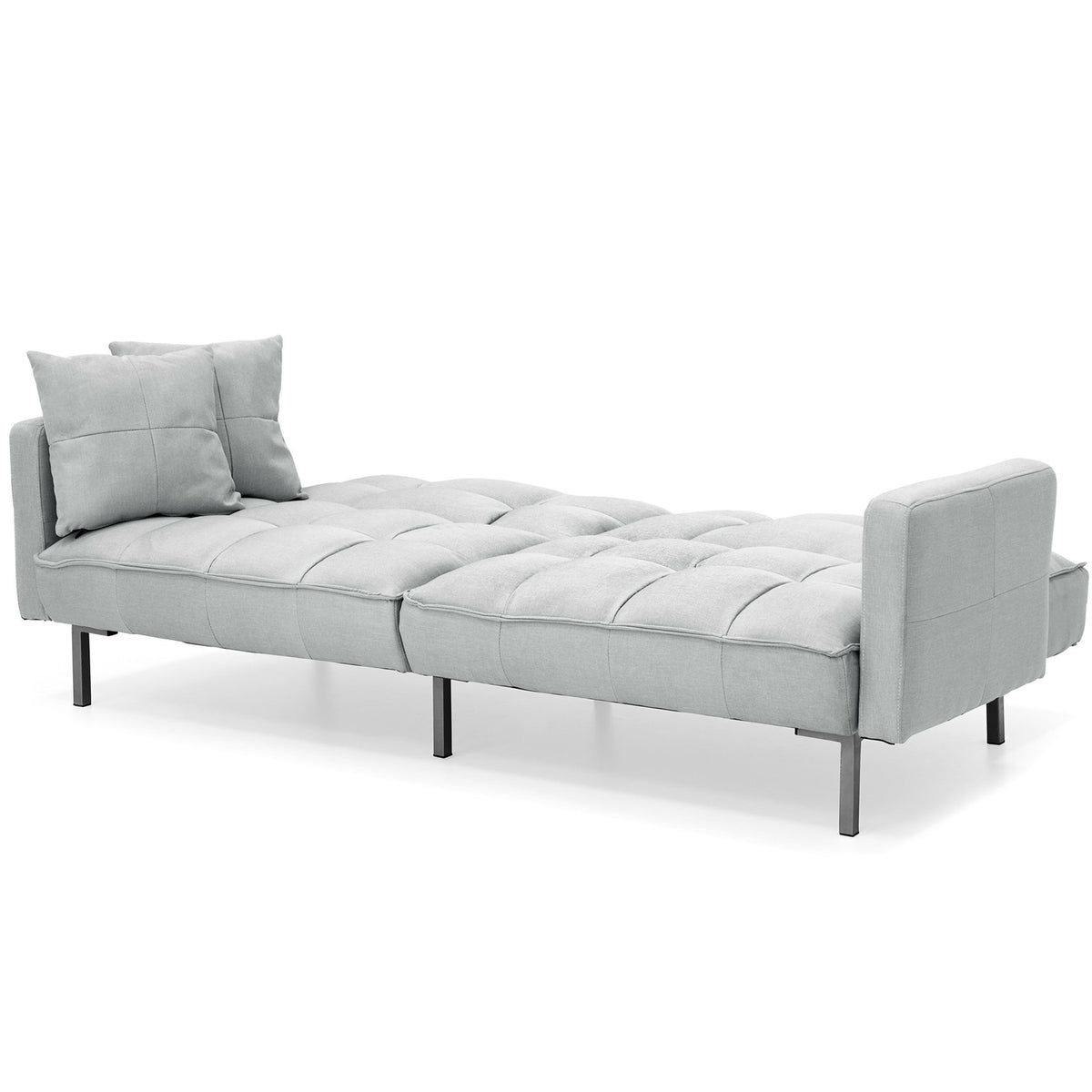 Gray Linen Convertible Futon with 2 Pillows Y751628