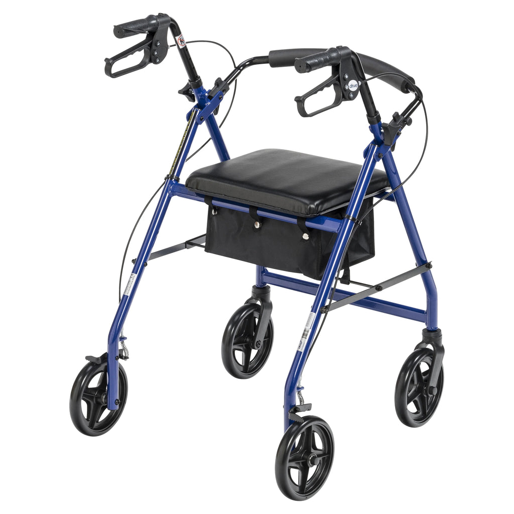 Blue Aluminum Rollator Rolling Walker with Padded Seat J534