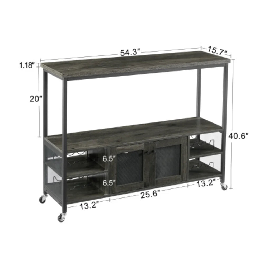 Dark Grey Wine Shelf Table U78473