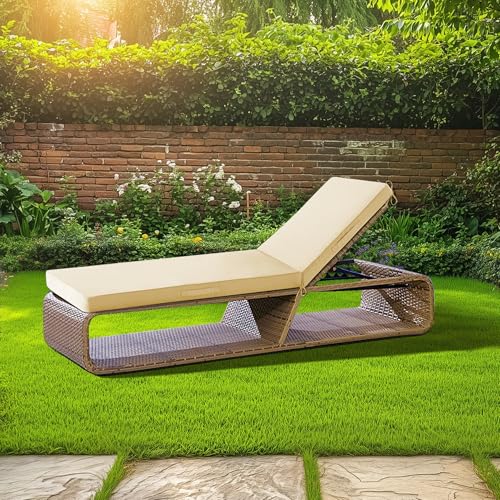Waterproof Outdoor Chaise Lounge Cushion with Ties N457635