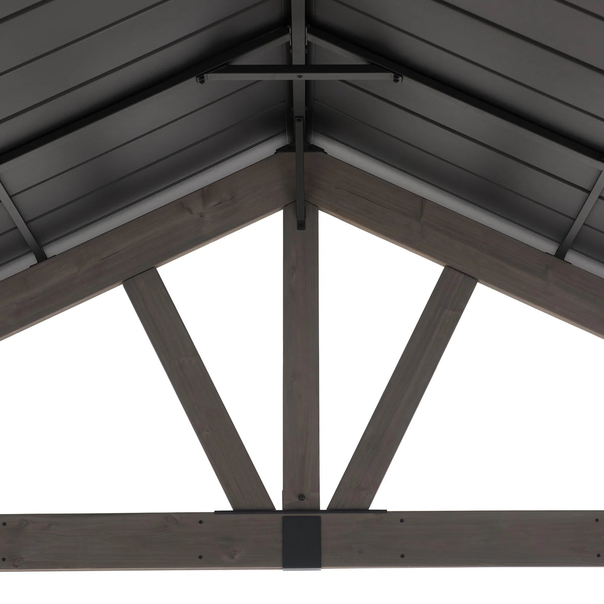 Cedar Framed Gazebo with Matte-Black Steel Gable Roof Hardtop M757416