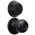 Antique Brass Ball Doorknob and Deadbolt Combo Pack U8116