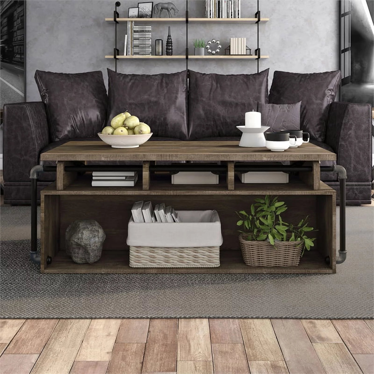 Modern Wood Lift-Top Coffee Table in Reclaimed Oak Z64817