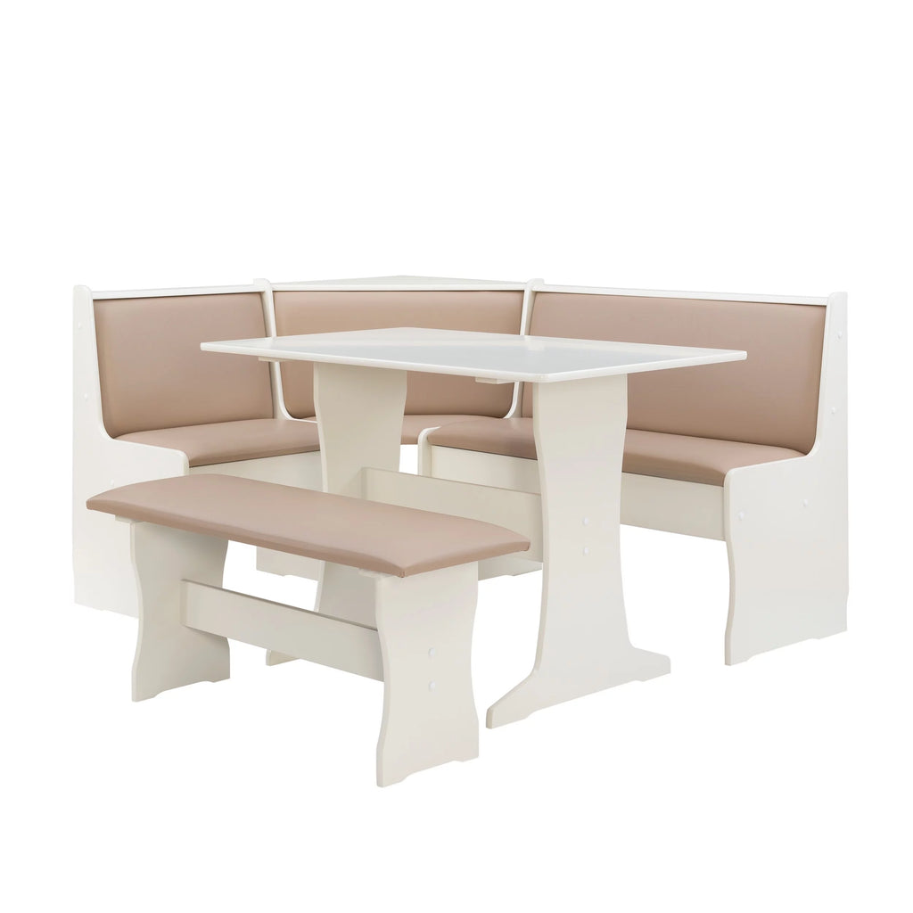 Tan Dining Table and Bench Set with Storage P832