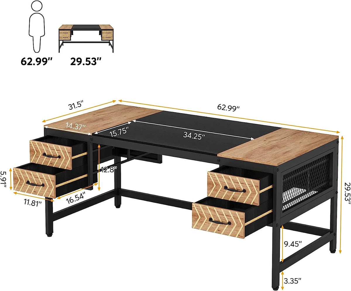 63 inch Computer Desk with 4 Drawers L587667