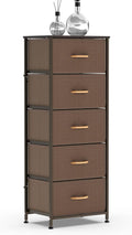 5 Drawer Fabric Dresser Tower, Dark Gray G8957