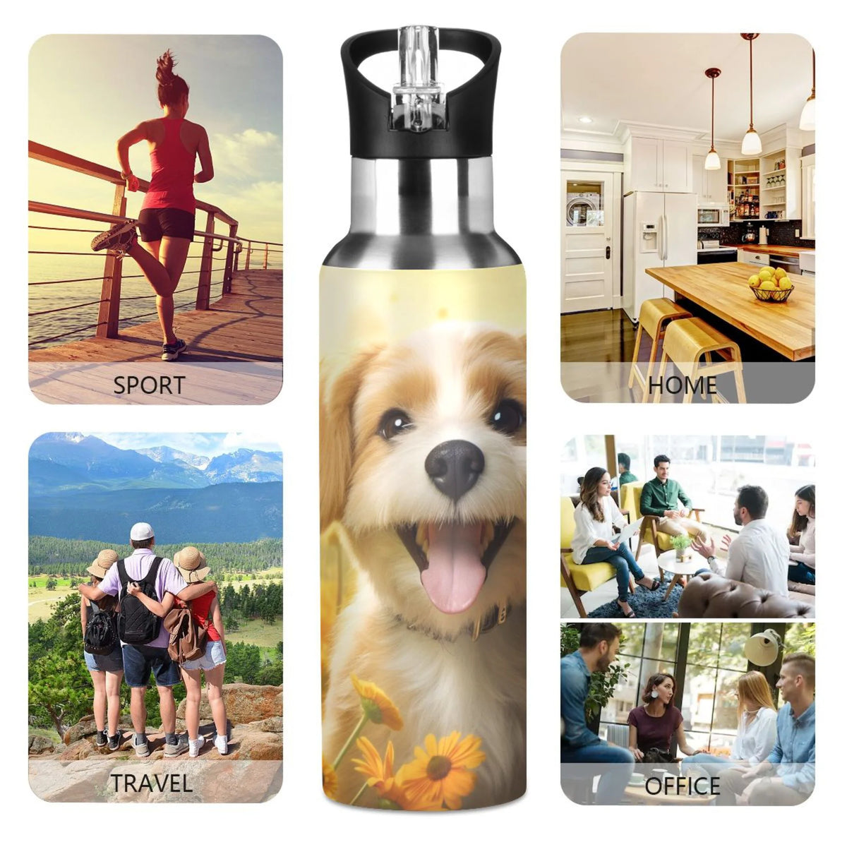 20 oz Insulated Stainless Steel Water Bottle with Straw Lid C684