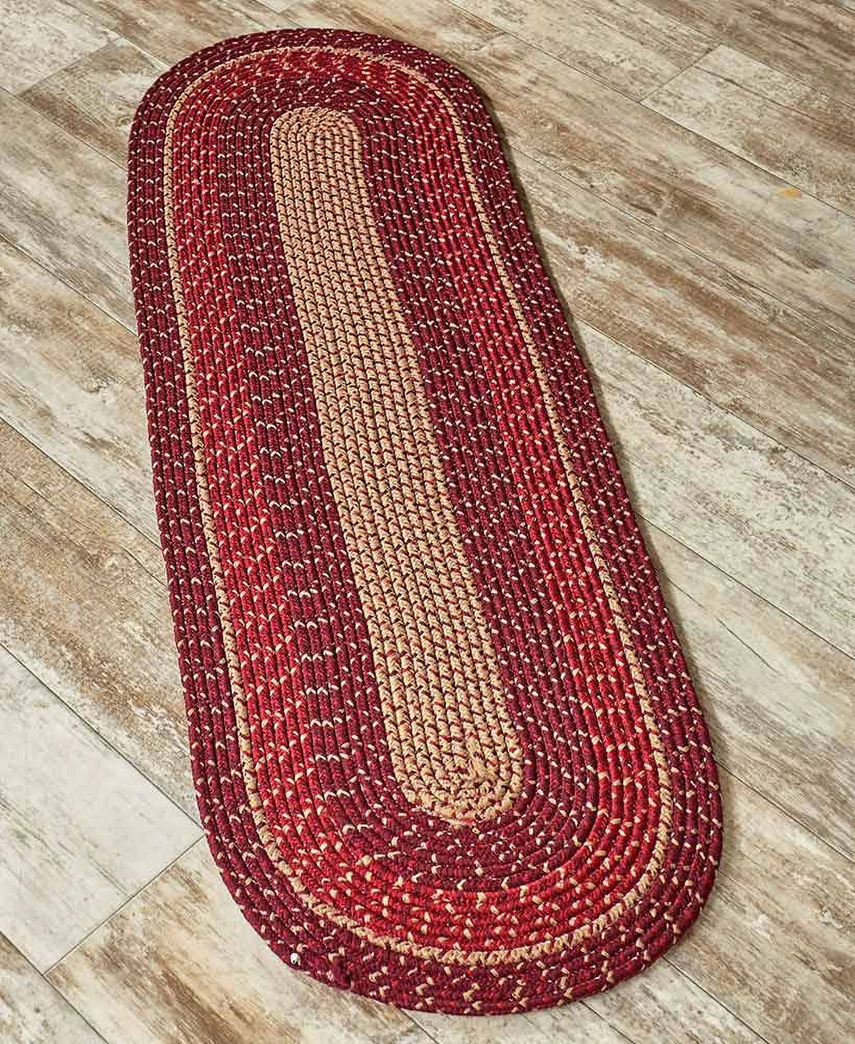 Burgundy Braided Runner Rug Z589