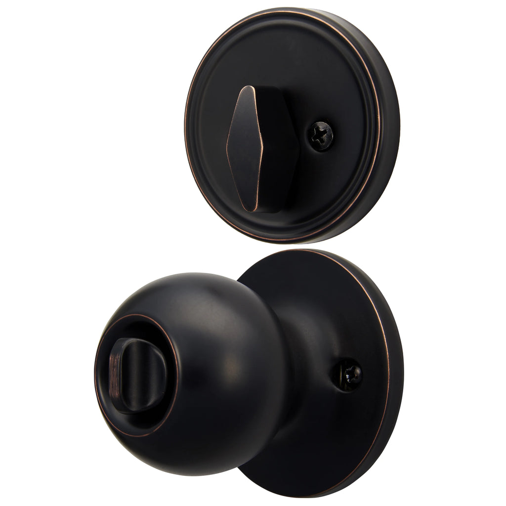 Antique Brass Ball Doorknob and Deadbolt Combo Pack U8116