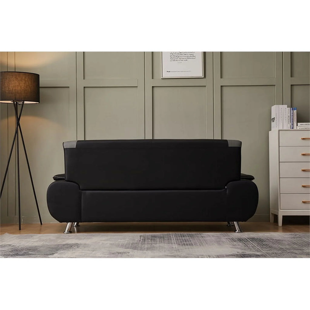 Black Faux Leather Sofa S517215