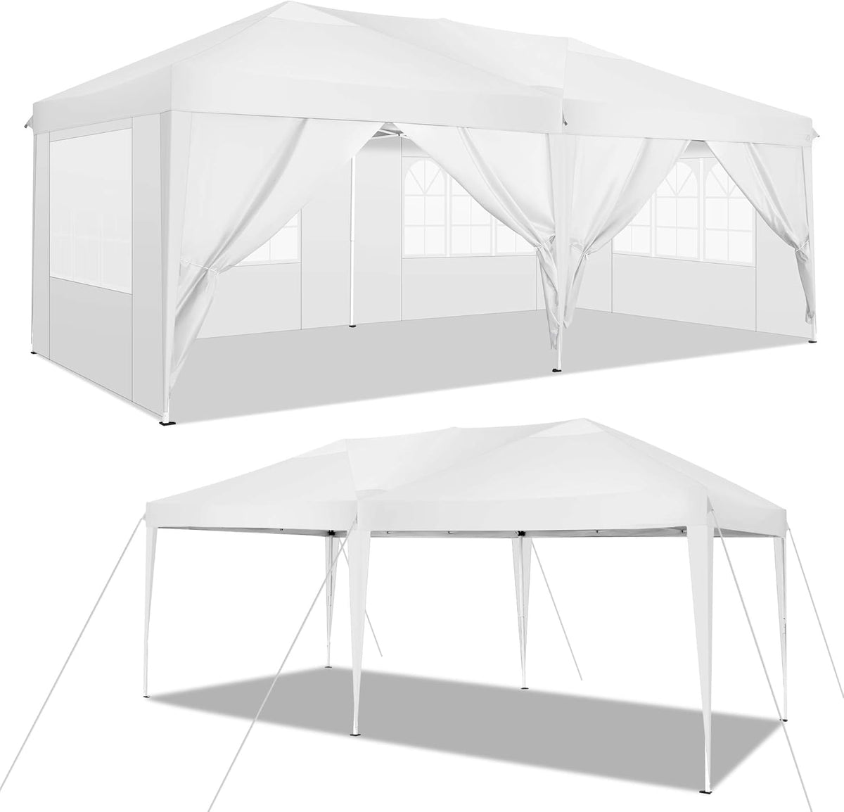 10'x10' Pop Up Commercial Instant Gazebo Tent with 4 Removable Zippered Sidewalls H56962