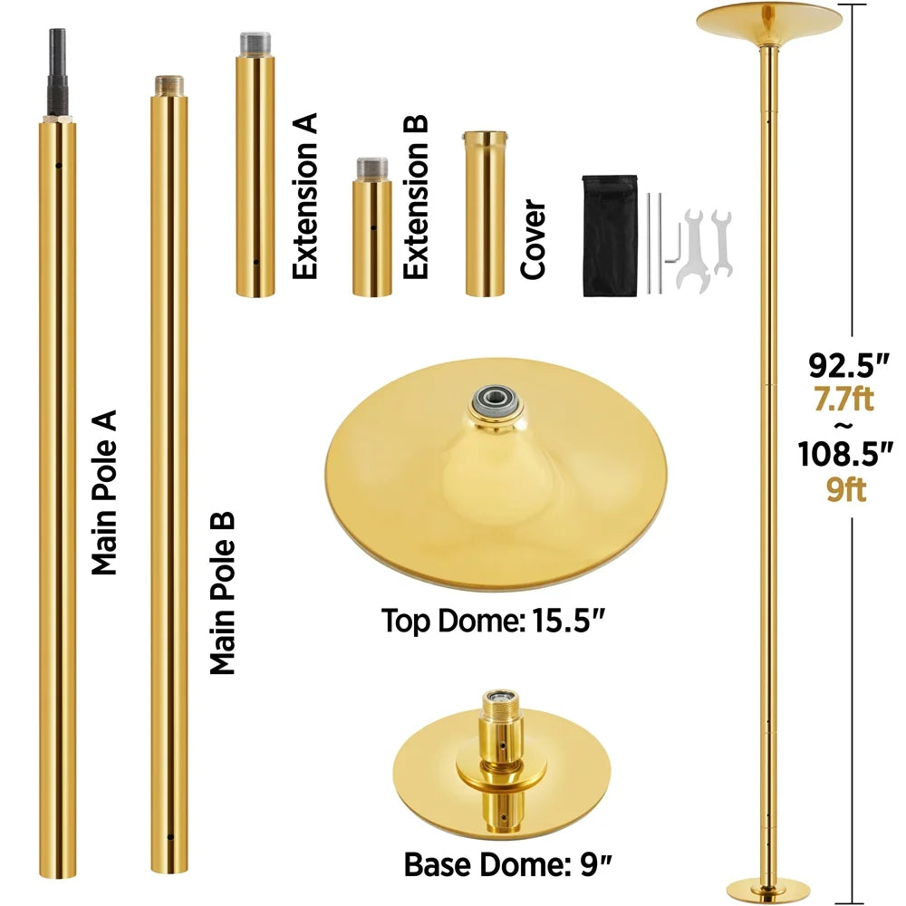 Gold Spinning Dance Pole with Adjustable Height B56382