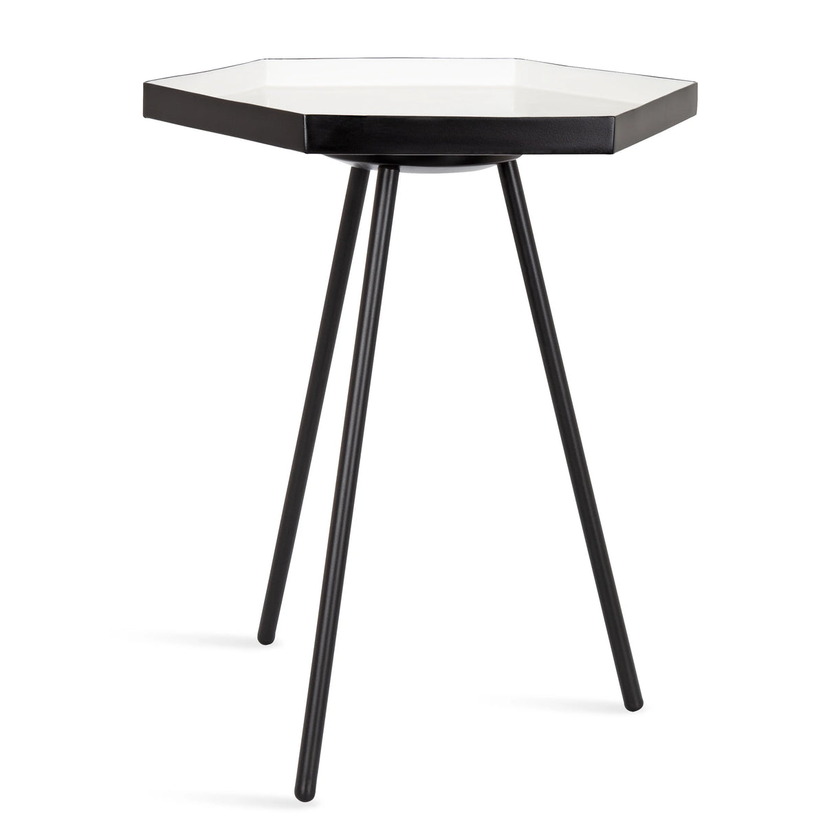 White and Black Hexagon Side Table G39701